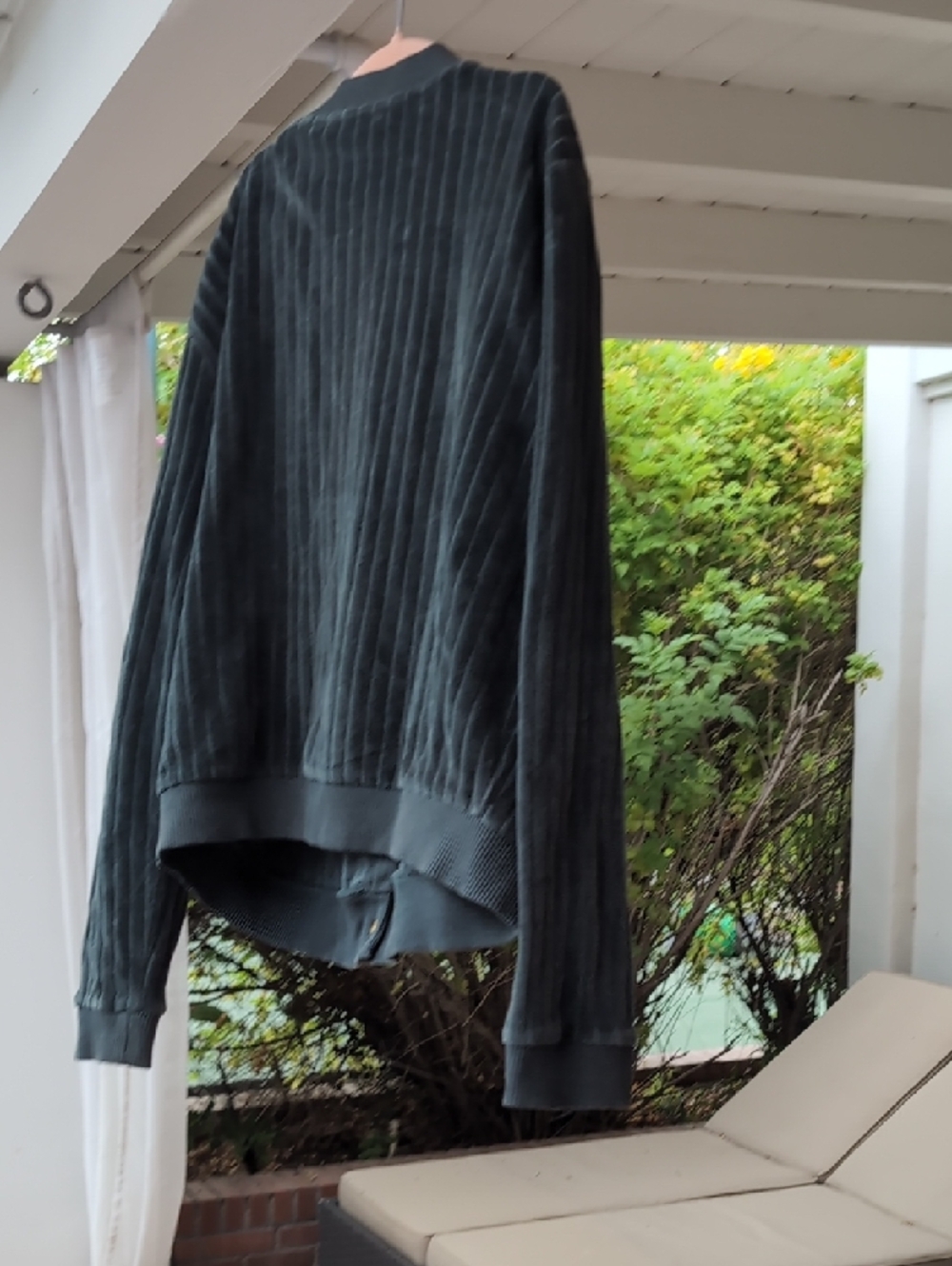 Sezane Dark Green Velvet Button-Front Iris Jacket in Sage 100% Organic Cotton - Picture 15 of 15